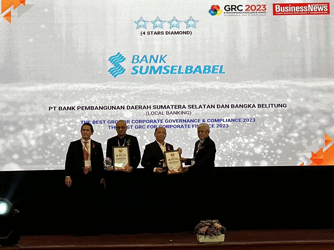 Bank Sumsel Babel raih 3 Penghargaan GRC terbaik Se-Indonesia tahun 2023