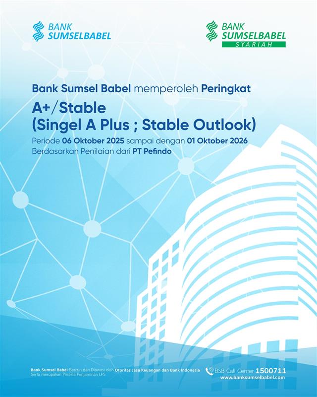 Kepercayaan terjaga, Bank Sumsel Babel pertahankan Peringkat idA+ dari PEFINDO