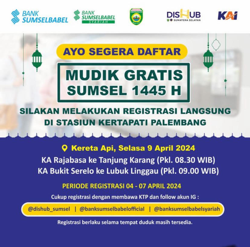 Free Mudik Sumsel 1445 H from Bank Sumsel Babel